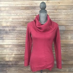 Derek Heart Cowl-neck High and Low Sweater